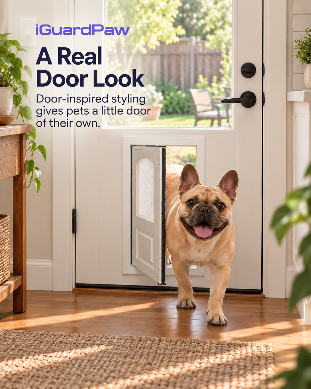 iGuardPaw French-Style Half-Lite Dog Door, Aesthetic Decorative Doggy Door