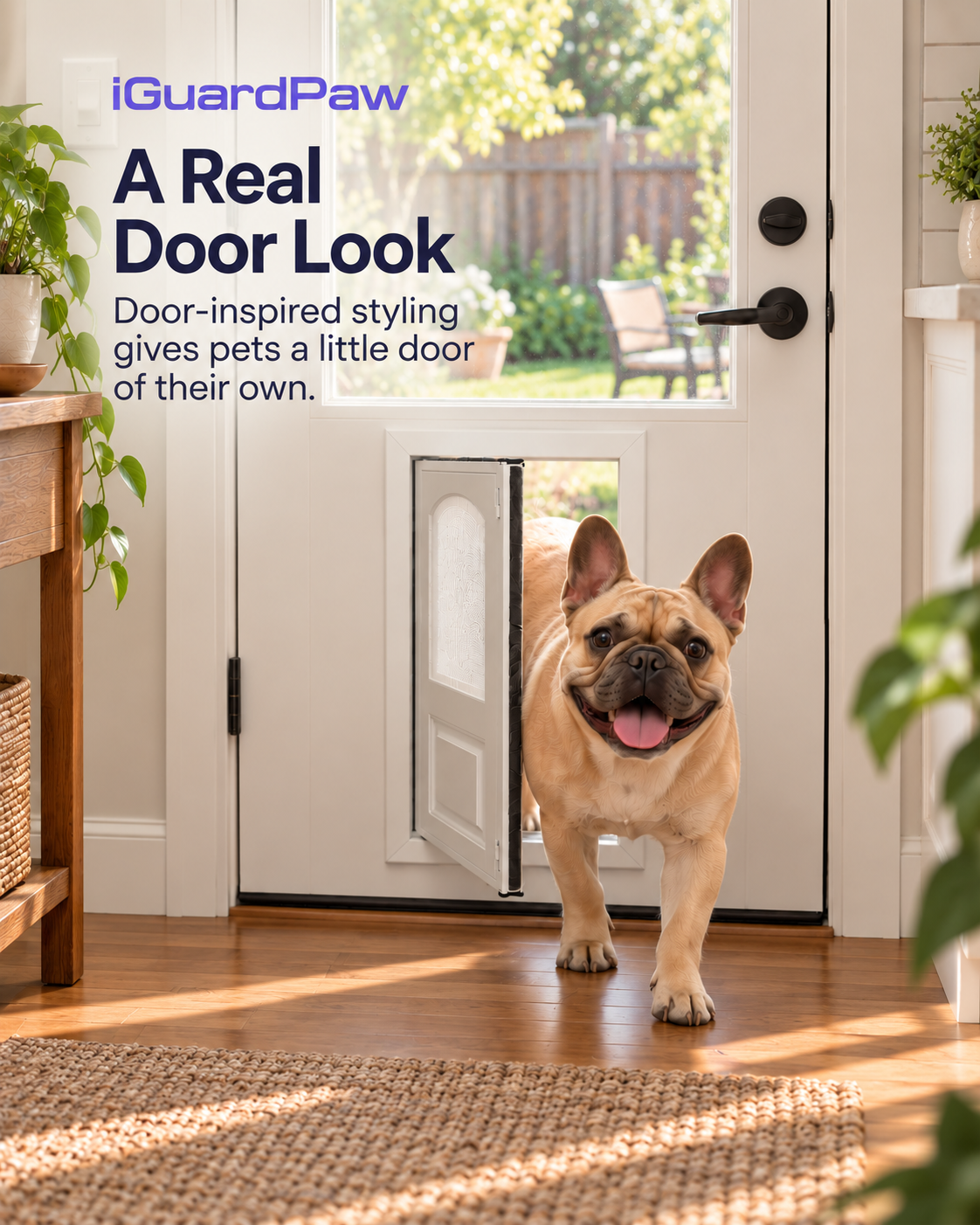 iGuardPaw French-Style Half-Lite Dog Door, Aesthetic Decorative Doggy Door