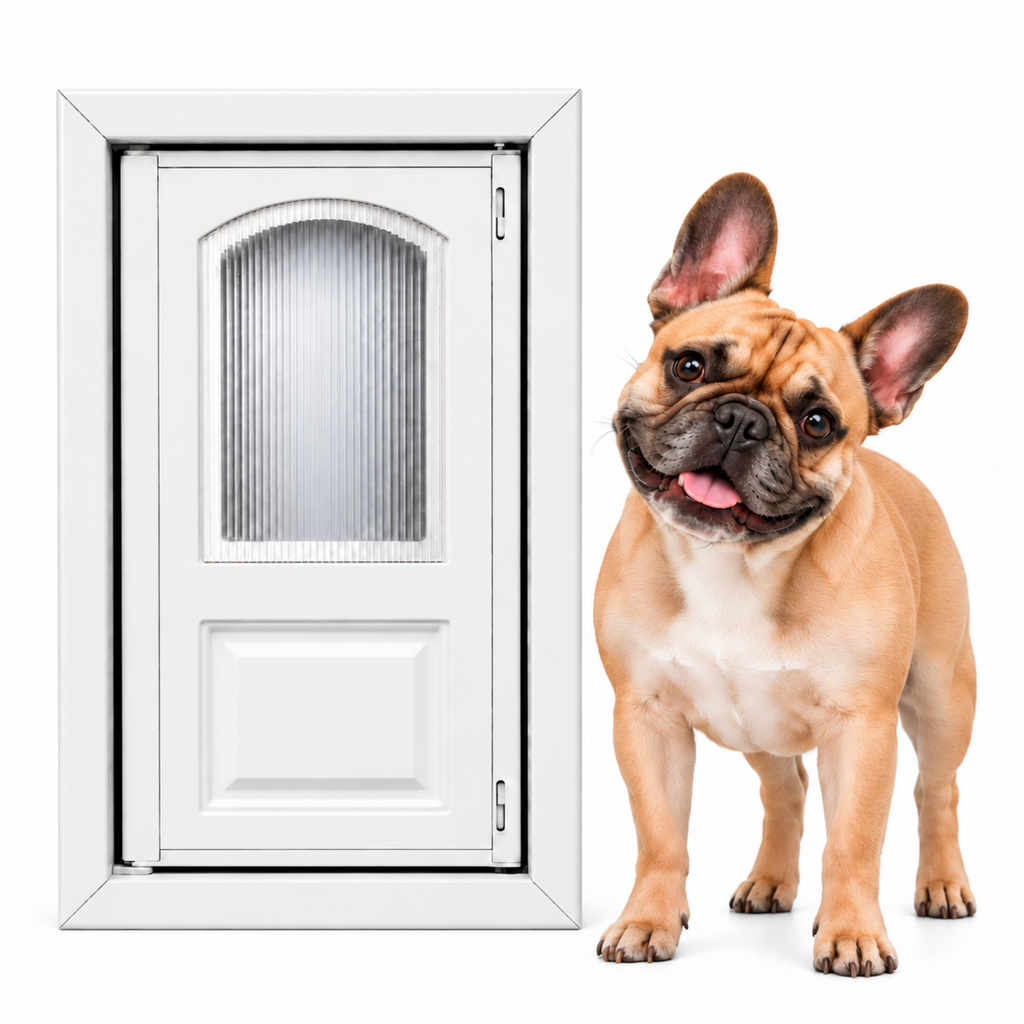iGuardPaw French-Style Half-Lite Dog Door, Aesthetic Decorative Doggy Door
