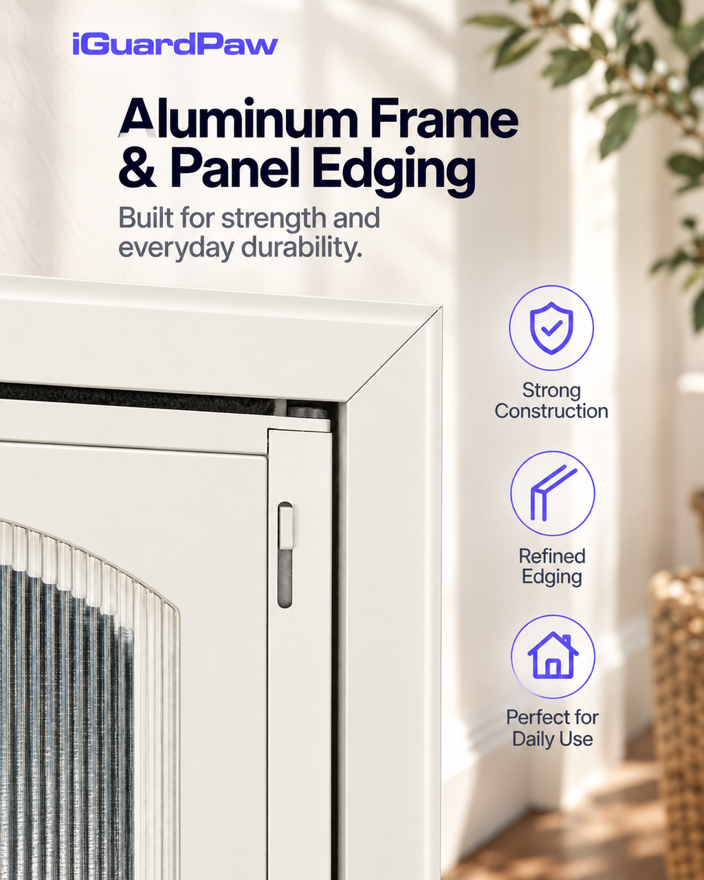 iGuardPaw French-Style Half-Lite Dog Door, Aesthetic Decorative Doggy Door