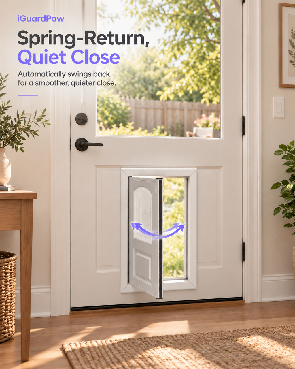 iGuardPaw French-Style Half-Lite Dog Door, Aesthetic Decorative Doggy Door