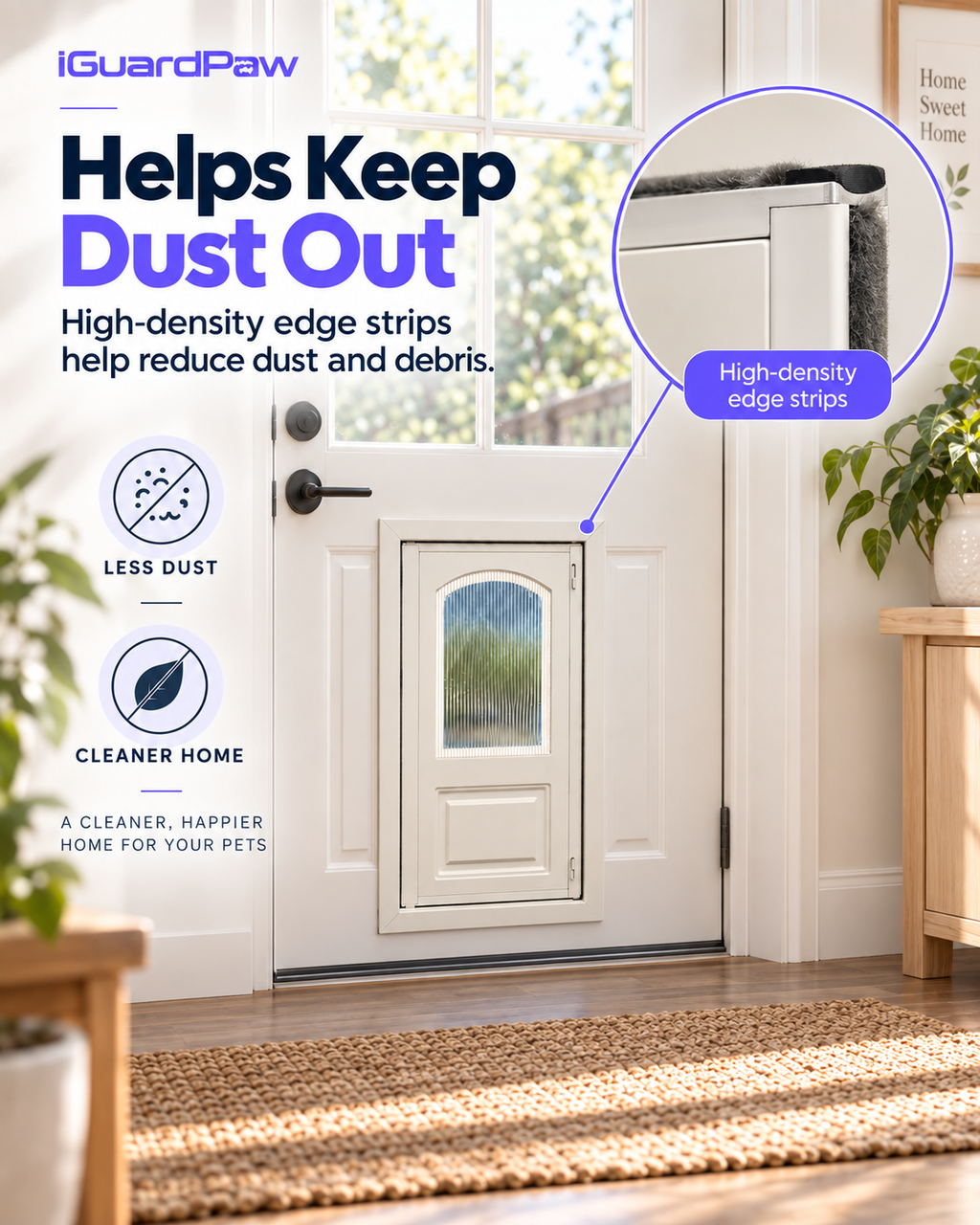 iGuardPaw French-Style Half-Lite Dog Door, Aesthetic Decorative Doggy Door
